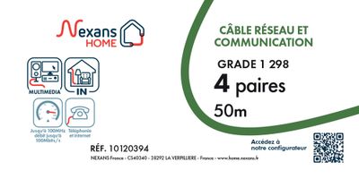 Câble téléphone et ADSL PTT298 4 paires 50 m ivoire - NEXANS