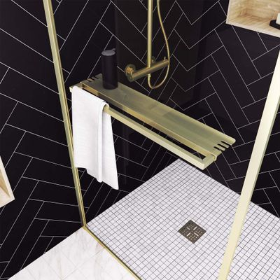 Paroi de douche à l'italienne 100x200 cm profilé or verre transparent 6 mm Golden Edge - AURLANE