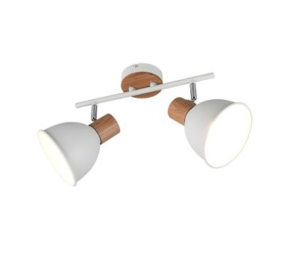 Réglette 2 spots E27 Delume blanc et bois 2x40W - REALITY