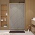 Porte de douche coulissante 120x200 cm profilé bois verre sérigraphié 6 mm Japandi - AURLANE