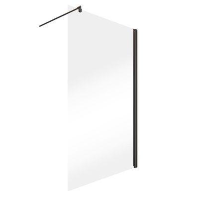 Paroi de douche à l'italienne 100x200 cm profilé noir verre transparent 6 mm New Style - SCHULTE