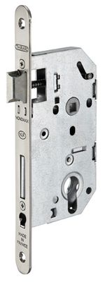 Serrure à encastrer norme NF axe à 50mm tétière inox