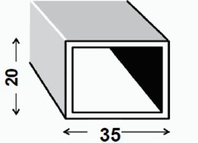 Tube rectangle acier PAF 35 x 20 x 1,5 mm 2 m CQFD
