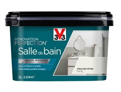 Peinture de rénovation pour salle de bain voile de coton finition satinée 2 L - V33
