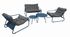 Salon de jardin Bord'eau pour 4 personnes avec 2 tables aluminium bleu et coussins gris PROLOISIRS Livraison à domicile incluse