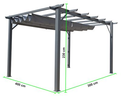Pergola autoportante manuelle aluminium gris 12 m², Livraison à domicile incluse - HABRITA