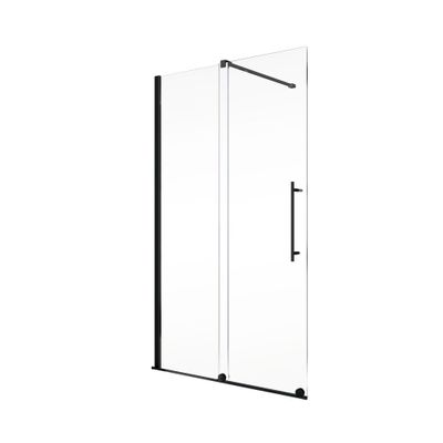 Paroi de douche à l'italienne Walk In coulissante 120x200 cm - profilé noir verre transparent 8 mm New Style - SCHULTE
