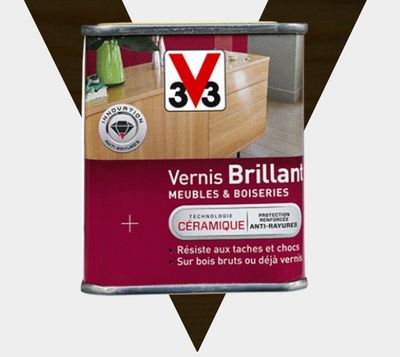 Vernis brillant meubles et boiseries chêne foncé 250 mL - V33