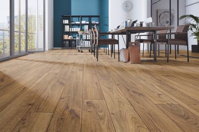 Sol stratifié décor chêne bronze EVEREST ép 12 mm 18,8 x 184,5 cm AC5 paquet de 1,387 m² KRONOTEX