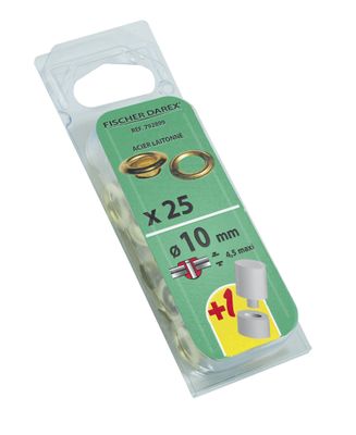 OEillets diamètre 10 mm acier laitonné par 25