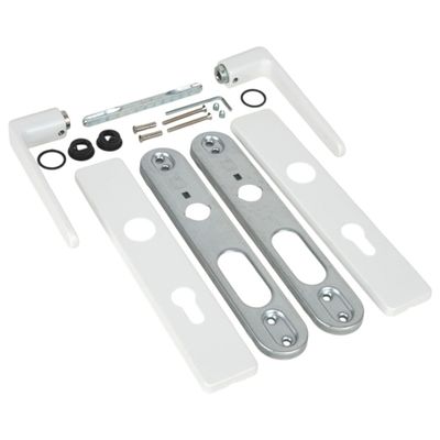 Poignées de porte double entraxe Celio blanc à cylindre ALPERTEC