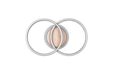 Plafonnier LED cercles Giro noir et bois 3000 lumens blanc variable CCT - REALITY
