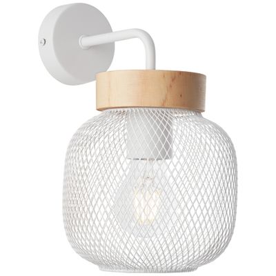 Applique murale GIADA E27 40W blanc et bois - BRILLIANT