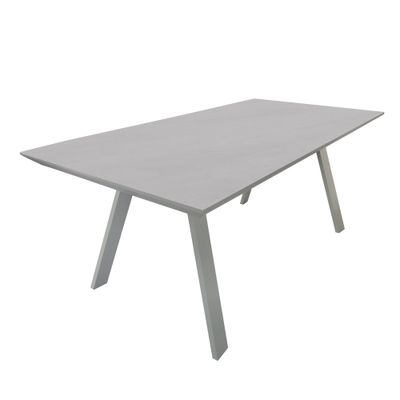 Table de jardin fixe PIEDRA aluminium pierre sintérisée gris rectangulaire 180x90 cm