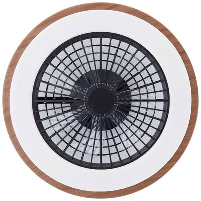 Plafonnier ventilateur LED Slimline bois et noir 40W 4700 lumens RGBW - BRILLIANT