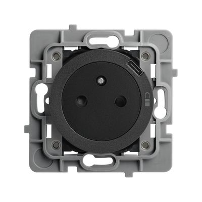 Prise affleurante 2 pôles + terre et prise USB C noir Casual Evo - DEBFLEX
