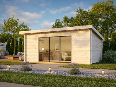 Studio de jardin en bois Lea avec baie coulissante simple vitrage - 26,1 m² hors-tout - Livraison à domicile - PALMAKO