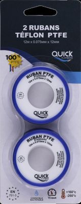 Téflon PTFE ruban de 12 m par 2 - QUICK PLOMBERIE