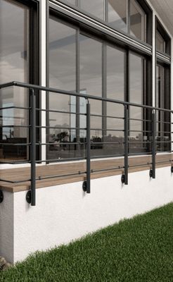 Supports x4 New Rondo -  Aluminium thermolaqué RAL 7016  -  Pour verre acrylique - SOGEM