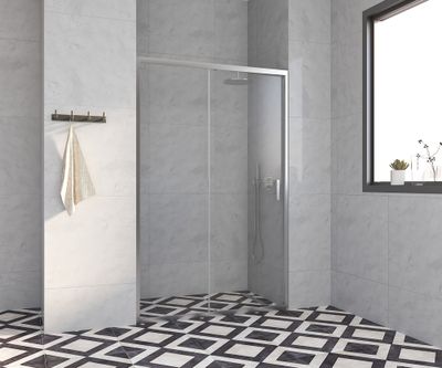 Porte de douche coulissante 120x185 cm profilé chrome verre transparent 4 mm Primera - OCEA