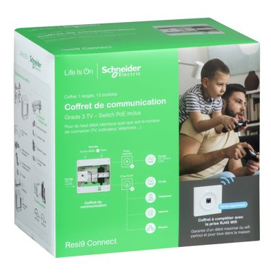 Coffret de communication grade 3TV 4 RJ45 + switch PoE - Resi9 Connect SCHNEIDER ELECTRIC