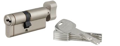 Cylindre de serrure à bouton 40 x 30 mm Transit 1 haute sécurité nickelé 5 clés THIRARD