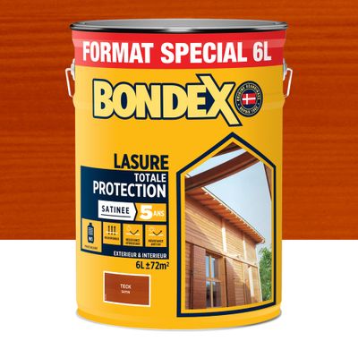 Lasure totale protection 5 ans teck satin 6 L - BONDEX