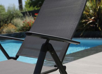 Lit de soleil  CIRO aluminium grey et toile grise PROLOISIRS Livraison à domicile incluse