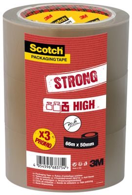 Ruban adhésif d'emballage havane 66 m x 50 mm par 3 - SCOTCH