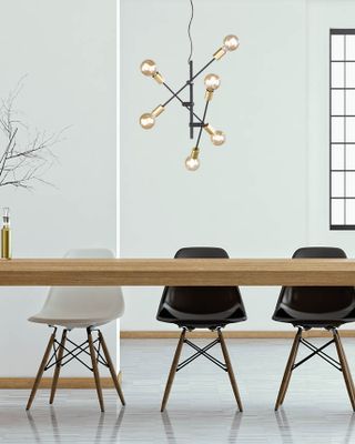 Suspension E27 Cross noir et bronze 6x28W - TRIO