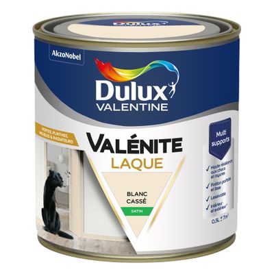 Peinture Boiseries Laque Acrylique Valénite Satin Blanc Cassé  0,5 L  DULUX VALENTINE