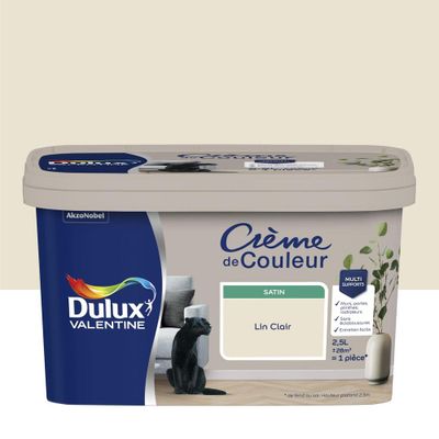 Peinture Crème de couleur Lin Clair satin 2,5 L - DULUX VALENTINE