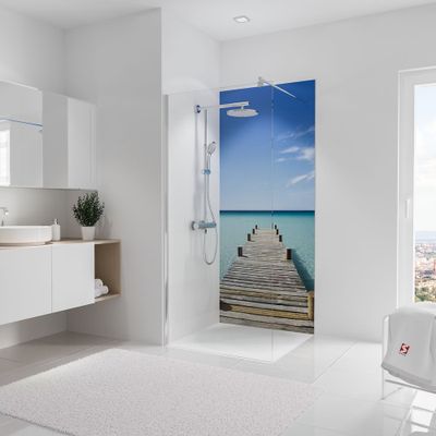 Panneau mural de douche 90x210 cm ponton Maldives DécoDesign Photo - SCHULTE
