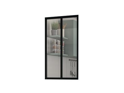 Verrière aluminium noir 2 carreaux vitrage verre clair l.69 x H.117 cm OPTIMUM