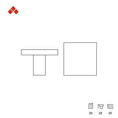 Bouton de meuble carré aluminium 30 x 30 mm REI