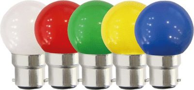 Ampoules LED B22 sphérique 1W 5 couleurs par 5 - ARLUX