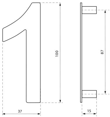Chiffre 1 à visser hauteur 100 mm inox THIRARD