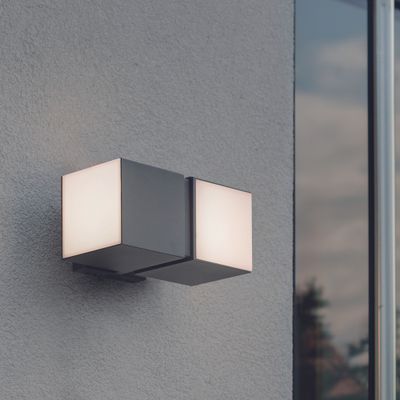Applique extérieur LED 2 têtes orientables Cuba gris IP54 1000 lumens blanc chaud - COREP