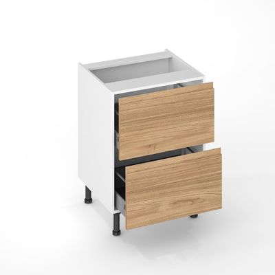 Façade tiroir effet bois avec poignée intégrée pour meuble de cuisine Nocce01 35 x 60 cm OFITRES