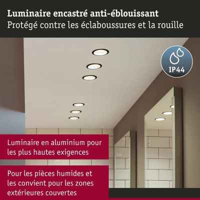 Spot LED encastrable salle de bain IP65 module remplaçable anti-éblouissement Noir/or - Cole PAULMANN