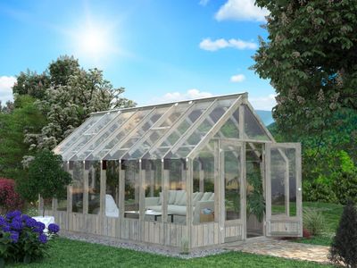 Serre de jardin Palmako Emilia - Bois autoclave & verre trempé - 13,8 m², Livraison à domicile incluse - PALMAKO