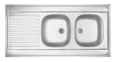 Evier de cuisine inox anti rayures gris 120x60 cm 2 bacs 1 egouttoir - FRANKE