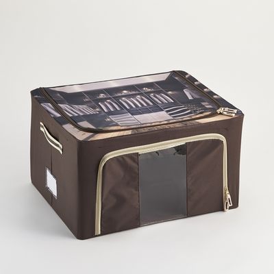 Housse de rangement en tissu marron avec armature 44 L MOTTEZ