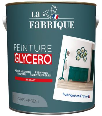 Peinture glycero Gris Argent brillant 2,5 L - LA FABRIQUE