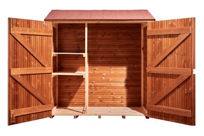 Abri mural de rangement grand volume avec étagères bois traité très haute température, Livraison à domicile incluse - HABRITA