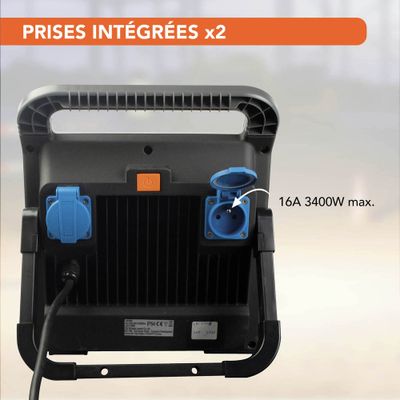 Projecteur de chantier LED puissant IP54 10 800 lumens lumière du jour - TIBELEC