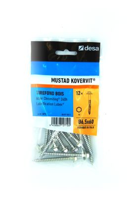 Tirefond Kovervit TH 6.5 x 60 mm par 12 MUSTAD