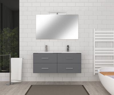Meuble de salle de bains Volta 4 tiroirs L120 x H50 x P46 cm MDF gris