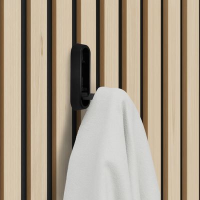 Crochets rabattables en métal noir mat 23 x 72 x 12 mm pour panneau acoustique mural par 2 REI