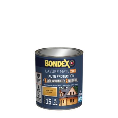 Lasure 2 en 1 haute protection 5 ans chêne clair 1 L - BONDEX